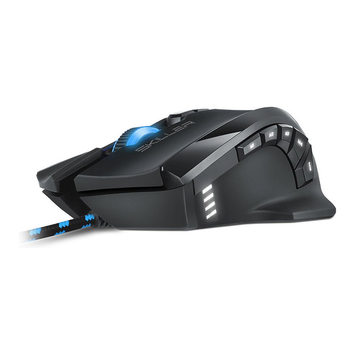 SHARKOON Ratón Gaming Skiller SGM1, Ergonómico, Óptico, 10800 DPI, 12 Teclas, Negro