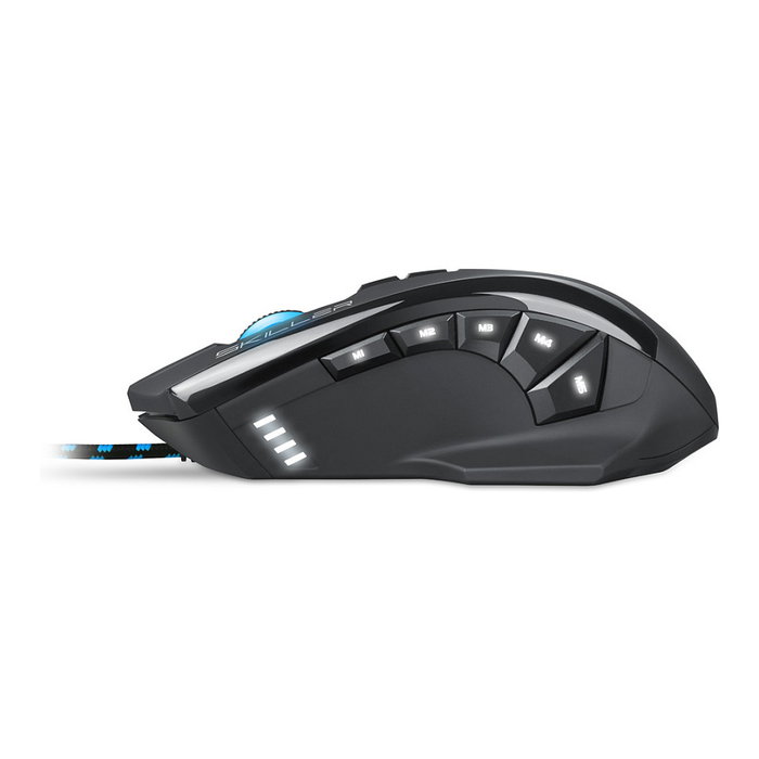 SHARKOON Ratón Gaming Skiller SGM1, Ergonómico, Óptico, 10800 DPI, 12 Teclas, Negro
