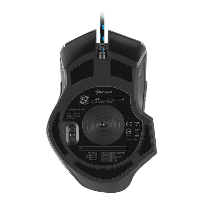 SHARKOON Ratón Gaming Skiller SGM1, Ergonómico, Óptico, 10800 DPI, 12 Teclas, Negro