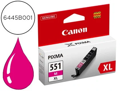 Canon CLI-551XL Cartucho de Tinta Magenta XL Original Detallado de Alto Rendimiento (660 páginas) 11ml