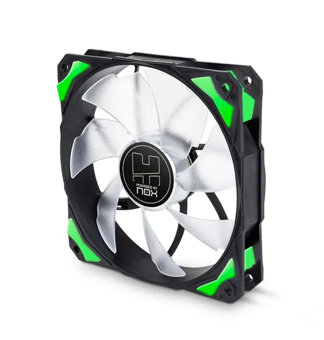 NOX Ventilador para Caja PC NOX Hummer H-Fan LED 120 mm Verde, 60 CFM, 27.5 dB, 1.81 mmH2O, 1600 RPM, Rodamientos Hidráulicos, 7 Aspas