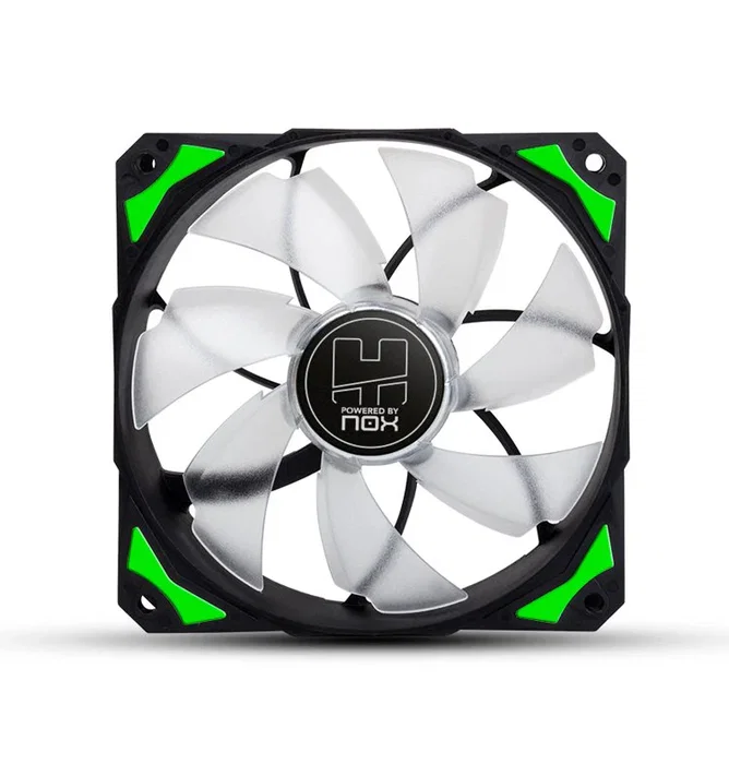 NOX Ventilador para Caja PC NOX Hummer H-Fan LED 120 mm Verde, 60 CFM, 27.5 dB, 1.81 mmH2O, 1600 RPM, Rodamientos Hidráulicos, 7 Aspas
