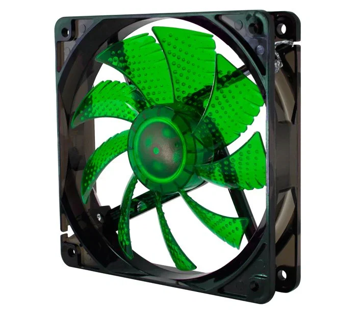 NOX Coolfan 120 LED - Ventilador para PC de 120 mm (12 cm) con LED Verde, 1200 RPM, 19 dB, Negro, Sleeve Bearing