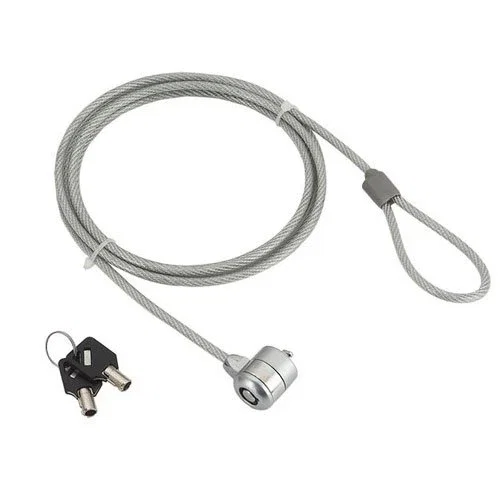 Gembird Candado de Seguridad para Portátil, Cable Antirrobo de Acero 4mm con Llave, 1.8 Metros, Plata, Incluye 2 Llaves, Modelo LK-K-01