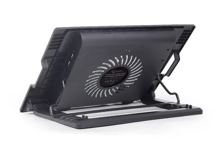 Gembird Base Refrigeradora Portátil Ajustable NBS-1F17T-01 con Ventilador Silencioso 1500 RPM, Luz LED y Puerto USB para Portátiles Hasta 17 Pulgadas