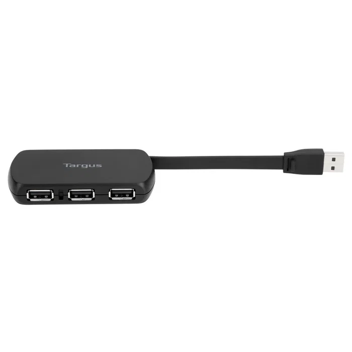 Targus ACH114EU Hub USB 2.0 de 4 Puertos, 480 Mbps, Negro, Compacto y con Cable Fijo, para Portátil (Compatible con PC y Mac)
