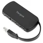 Targus ACH114EU Hub USB 2.0 de 4 Puertos, 480 Mbps, Negro, Compacto y con Cable Fijo, para Portátil (Compatible con PC y Mac)