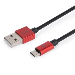 Maillon Technologique MTPMUR241 Cable Micro USB 2.0 A a B, Carga Rápida 2.4A, 1 Metro, Conectores en Aluminio, Color Rojo