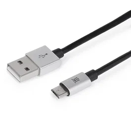 Maillon Technologique MTPMUS241 Cable USB 2.0 de 1m USB-A a Micro-USB B Plata, Sincronización y Carga Rápida Quick Charge 2.4A