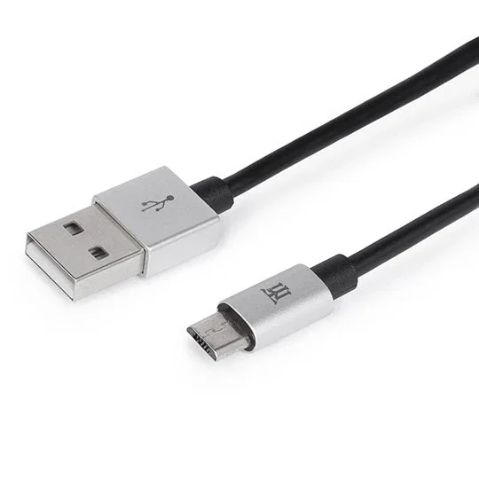 Maillon Technologique MTPMUS241 Cable USB 2.0 de 1m USB-A a Micro-USB B Plata, Sincronización y Carga Rápida Quick Charge 2.4A