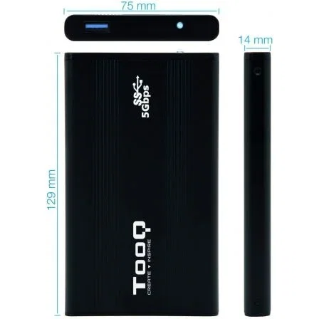 Tooq TQE-2524B Caja Externa para Disco Duro de 2.5" USB 3.1 Negro