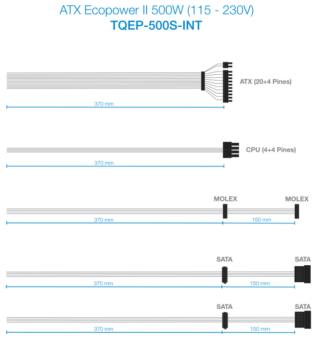 Tooq Ecopower II TQEP-500S-INT 500W Plata