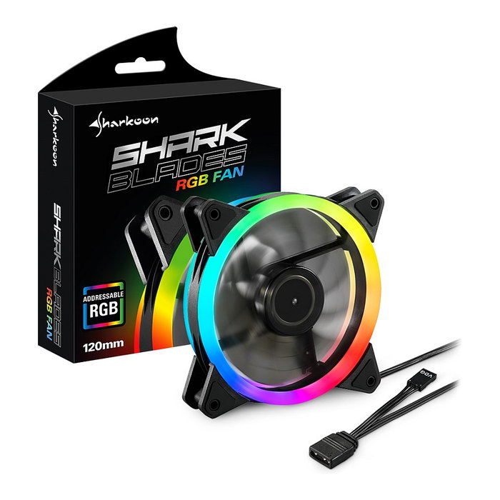 SHARKOON SHARK Blades RGB Fan 120mm PWM Negro 1200 RPM 18.2 dB 94.8 m³/h SHARKOON SHARK Blades RGB Fan 120mm PWM Negro 1200 RPM 18.2 dB 94.8 m³/h