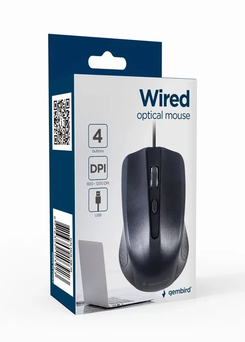 Gembird MUS-4B-01 Ratón Óptico Ambidextro Negro