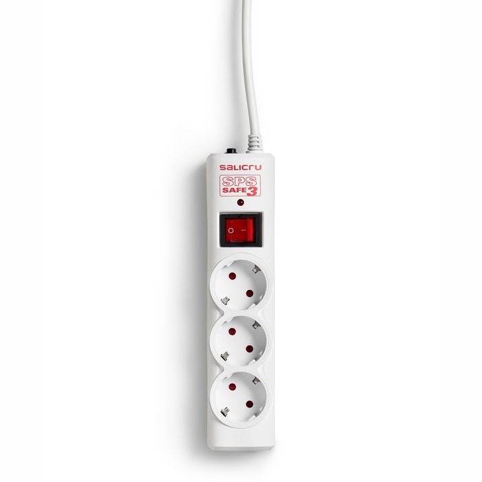 Salicru SPS SAFE 3 Regleta con 3 Tomas Schuko y Protección contra Sobretensiones