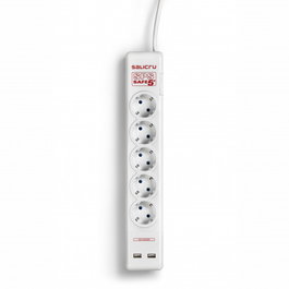 Salicru SPS SAFE 5+ Regleta Protectora con 5 Tomas y 2 USB