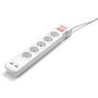 Salicru SPS SAFE 5+ - Regleta Protector de Sobretensiones con 5 Tomas Schuko y 2 USB, Interruptor, Protección Rearmable, 1.8 m