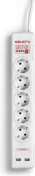 Salicru SPS SAFE 5+ Regleta Protectora con 5 Tomas y 2 USB