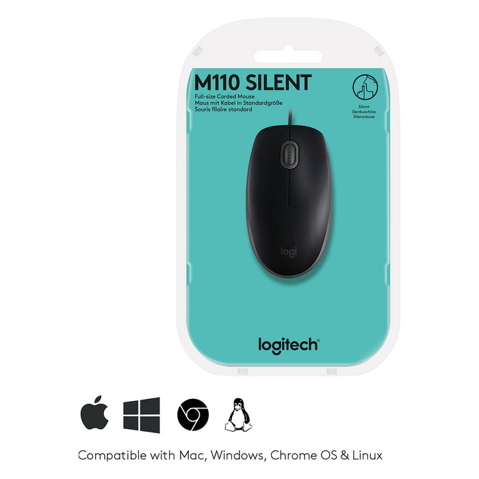 Logitech B110 Silent Ratón Óptico Negro