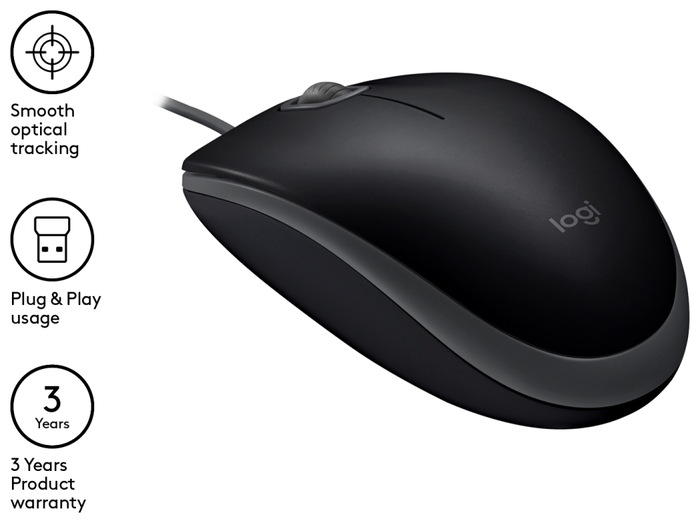 Logitech B110 Silent Ratón Óptico Negro