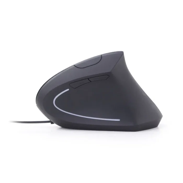 Gembird MUS-ERGO-01 Ratón Ergonómico para Oficina con Cable USB, Óptico 3200 DPI, 6 Botones, Negro, para Mano Derecha