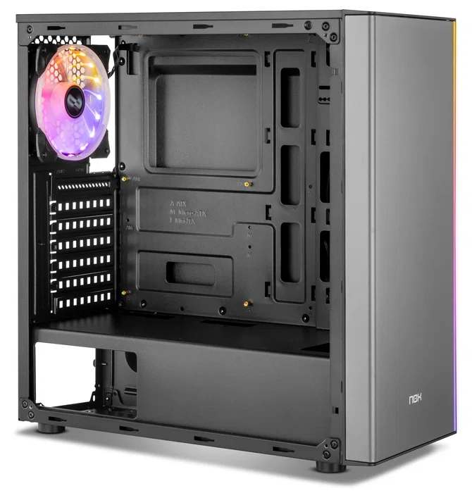 NOX Infinity Omega Midi Tower ATX Negra - Caja PC con Panel Lateral Acrílico, Ventilador RGB 120mm, 1x USB 3.0, 2x USB 2.0, Gestión de Cables y Soporte para Refrigeración Líquida