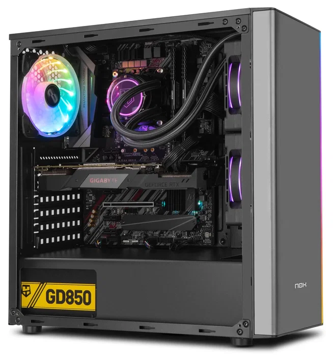 NOX Infinity Omega Midi Tower ATX Negra - Caja PC con Panel Lateral Acrílico, Ventilador RGB 120mm, 1x USB 3.0, 2x USB 2.0, Gestión de Cables y Soporte para Refrigeración Líquida