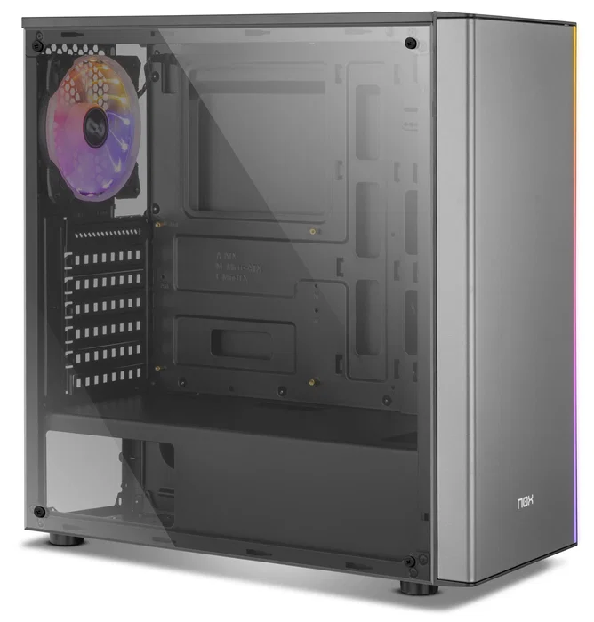 NOX Infinity Omega Midi Tower ATX Negra - Caja PC con Panel Lateral Acrílico, Ventilador RGB 120mm, 1x USB 3.0, 2x USB 2.0, Gestión de Cables y Soporte para Refrigeración Líquida