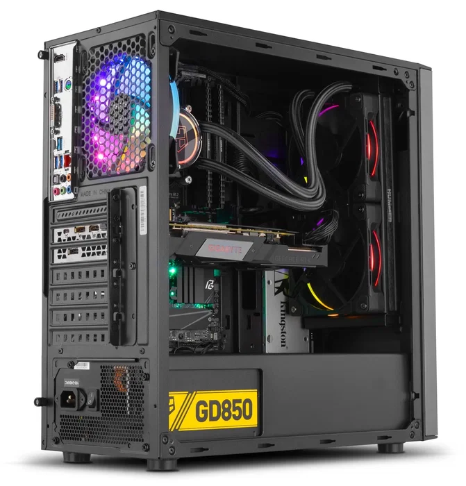 NOX Infinity Omega Midi Tower ATX Negra - Caja PC con Panel Lateral Acrílico, Ventilador RGB 120mm, 1x USB 3.0, 2x USB 2.0, Gestión de Cables y Soporte para Refrigeración Líquida