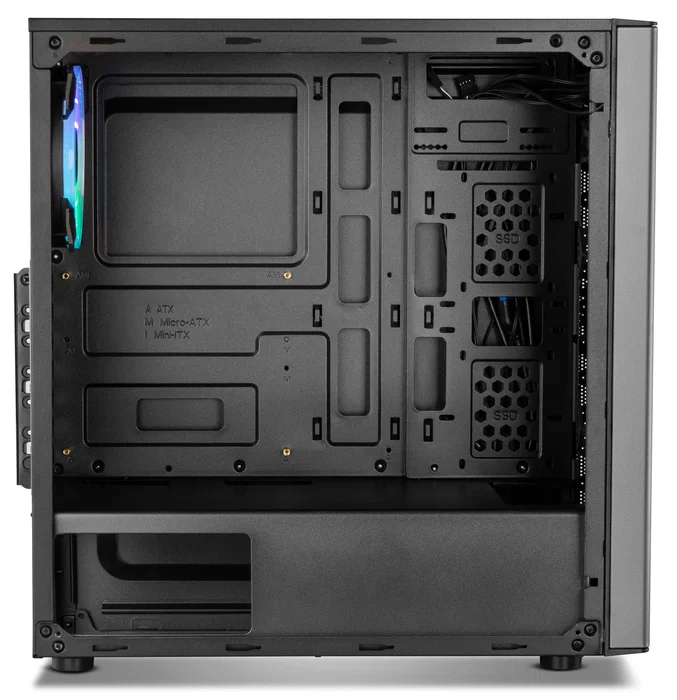NOX Infinity Omega Midi Tower ATX Negra - Caja PC con Panel Lateral Acrílico, Ventilador RGB 120mm, 1x USB 3.0, 2x USB 2.0, Gestión de Cables y Soporte para Refrigeración Líquida