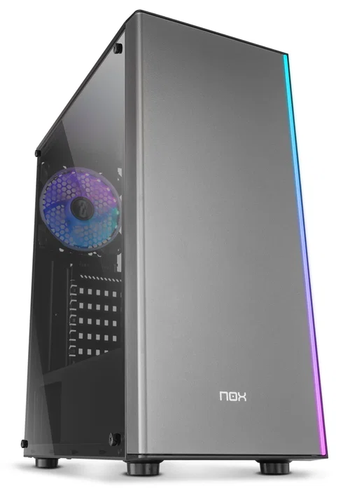 NOX Infinity Omega Midi Tower ATX Negra - Caja PC con Panel Lateral Acrílico, Ventilador RGB 120mm, 1x USB 3.0, 2x USB 2.0, Gestión de Cables y Soporte para Refrigeración Líquida