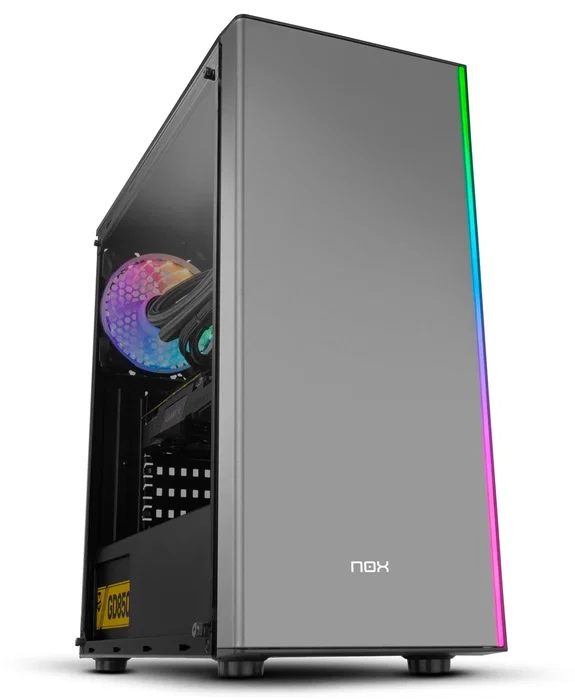 NOX Infinity Omega Midi Tower ATX Negra - Caja PC con Panel Lateral Acrílico, Ventilador RGB 120mm, 1x USB 3.0, 2x USB 2.0, Gestión de Cables y Soporte para Refrigeración Líquida