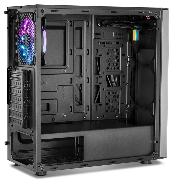 NOX Infinity Omega Midi Tower ATX Negra - Caja PC con Panel Lateral Acrílico, Ventilador RGB 120mm, 1x USB 3.0, 2x USB 2.0, Gestión de Cables y Soporte para Refrigeración Líquida