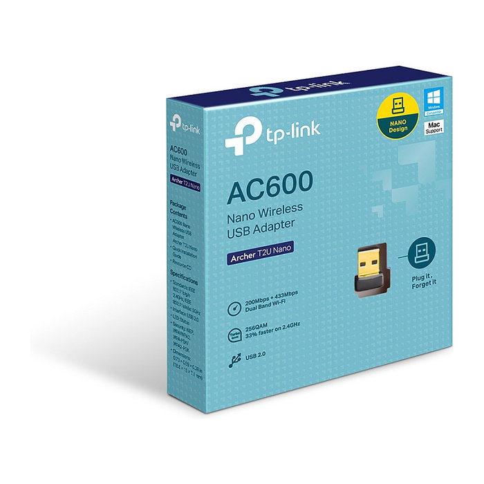TP-Link Archer T2U Nano Adaptador Wi-Fi Nano USB AC600 Doble Banda