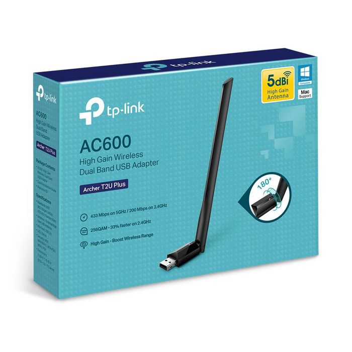 TP-Link Archer T2U Plus Adaptador USB Wi-Fi AC600 Doble Banda