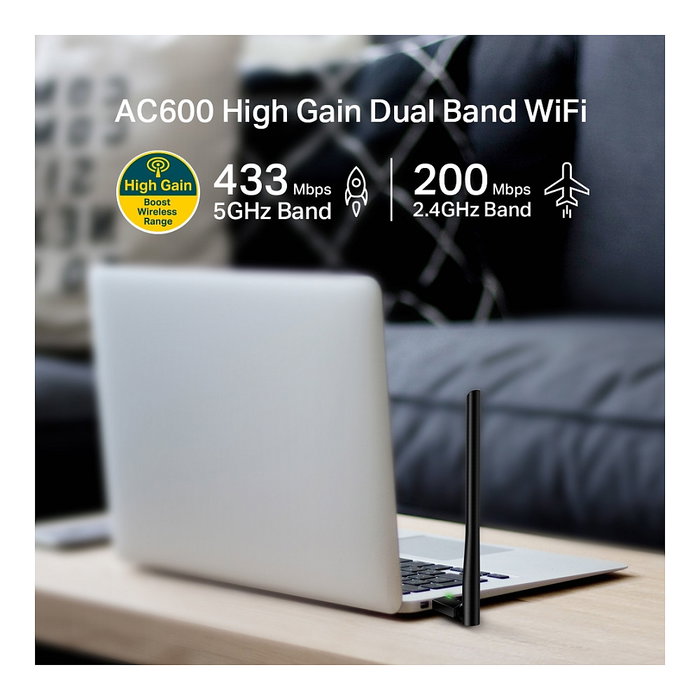 TP-Link Archer T2U Plus Adaptador USB Wi-Fi AC600 Doble Banda