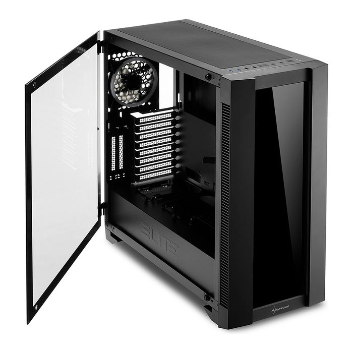 Sharkoon Elite Shark CA200G Caja de PC ATX/E-ATX con Panel Lateral de Cristal Negro