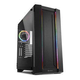 SHARKOON ELITE SHARK CA200M Midi Tower Negro - Caja PC E-ATX con Iluminación RGB, Diseño Gaming y Amplio Espacio para Hardware de Alta Gama