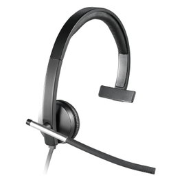 Logitech H650e Auriculares Mono Supraaurales con Micrófono Boom - Diadema Alámbrica USB para Oficina/Call Center - Referencia 981.000514 - Negro/Plata
