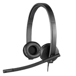 Logitech H570e Auriculares con Micrófono para Negocios USB Negro - Diadema Acolchada, Cancelación de Eco, Skype/Cisco/Jabber, Plug & Play, PC Mac
