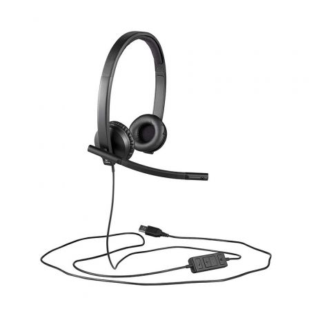 Logitech H570e Auriculares con Micrófono para Negocios USB Negro - Diadema Acolchada, Cancelación de Eco, Skype/Cisco/Jabber, Plug & Play, PC Mac