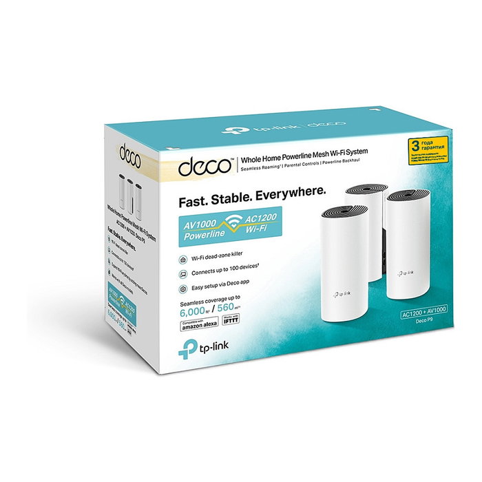 TP-Link Deco P9 Sistema Mesh Híbrido Wi-Fi + Powerline (3-pack) Blanco