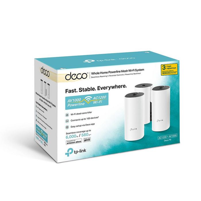 TP-LINK Deco P9 Mesh-WLAN-System, 3-Pack, Color Blanco - Sistema de Malla WiFi