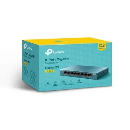 TP-Link Switch LS108G 8 Puertos Gigabit 10/100/1000 Mbps No Gestionable, Green Ethernet, Plug & Play para Hogar o Pequeña Oficina