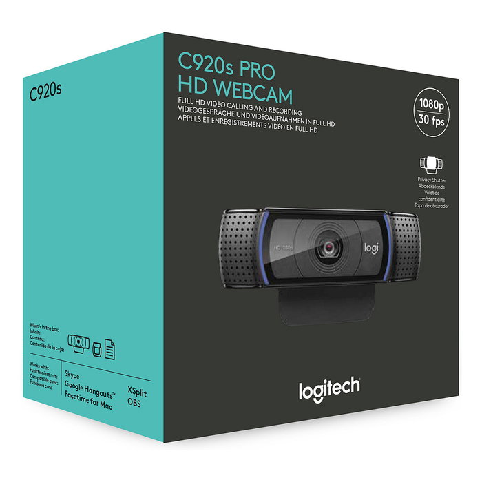 Logitech C920s HD Pro Full HD 1080p con enfoque automático y tapa de privacidad, Negro Logitech C920s HD Pro Full HD 1080p con enfoque automático y tapa de privacidad, Negro