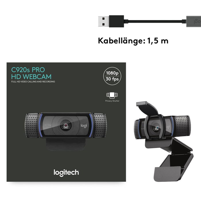 Logitech C920s Pro Full HD 1080p con tapa de privacidad Logitech C920s Pro Full HD 1080p con tapa de privacidad