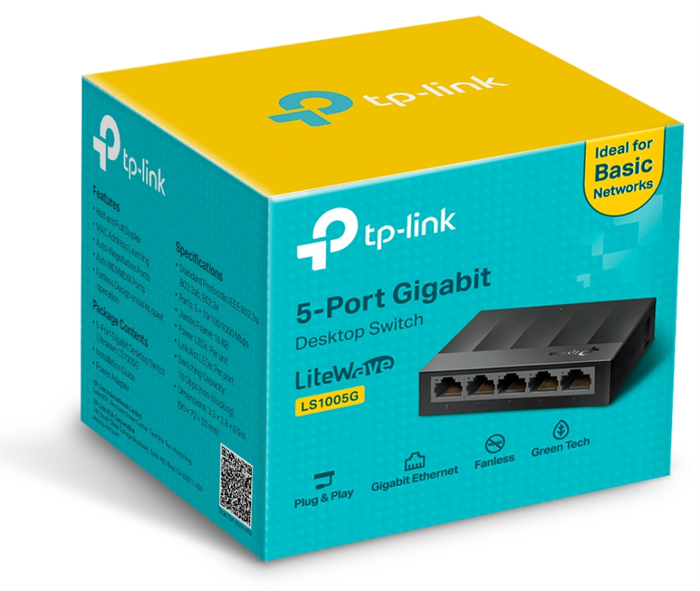 TP-Link LS1005G LiteWave Switch de 5 Puertos Gigabit Negro TP-Link LS1005G LiteWave Switch de 5 Puertos Gigabit Negro