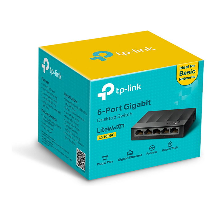 TP-Link LS1005G LiteWave Switch de 5 Puertos Gigabit Negro TP-Link LS1005G LiteWave Switch de 5 Puertos Gigabit Negro