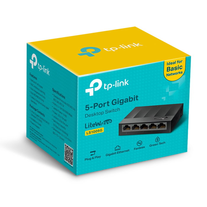 TP-Link LS1005G LiteWave Switch de 5 Puertos Gigabit Negro TP-Link LS1005G LiteWave Switch de 5 Puertos Gigabit Negro
