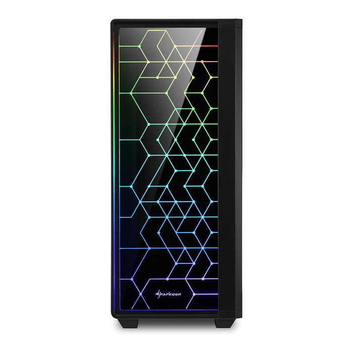 Sharkoon LIT 100 Midi Tower PC Negro ATX Micro-ATX Mini-ITX con Iluminación RGB Azul Verde Rojo Frontal y Ventiladores de Caja